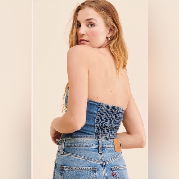 Free People Miray Denim Strapless Top - Picture 4 of 6